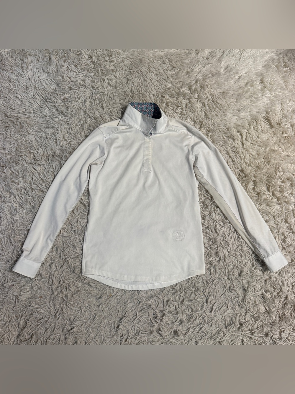 Child’s Large White Essex Classics Long Sleeve Horseback Riding Show Shirt